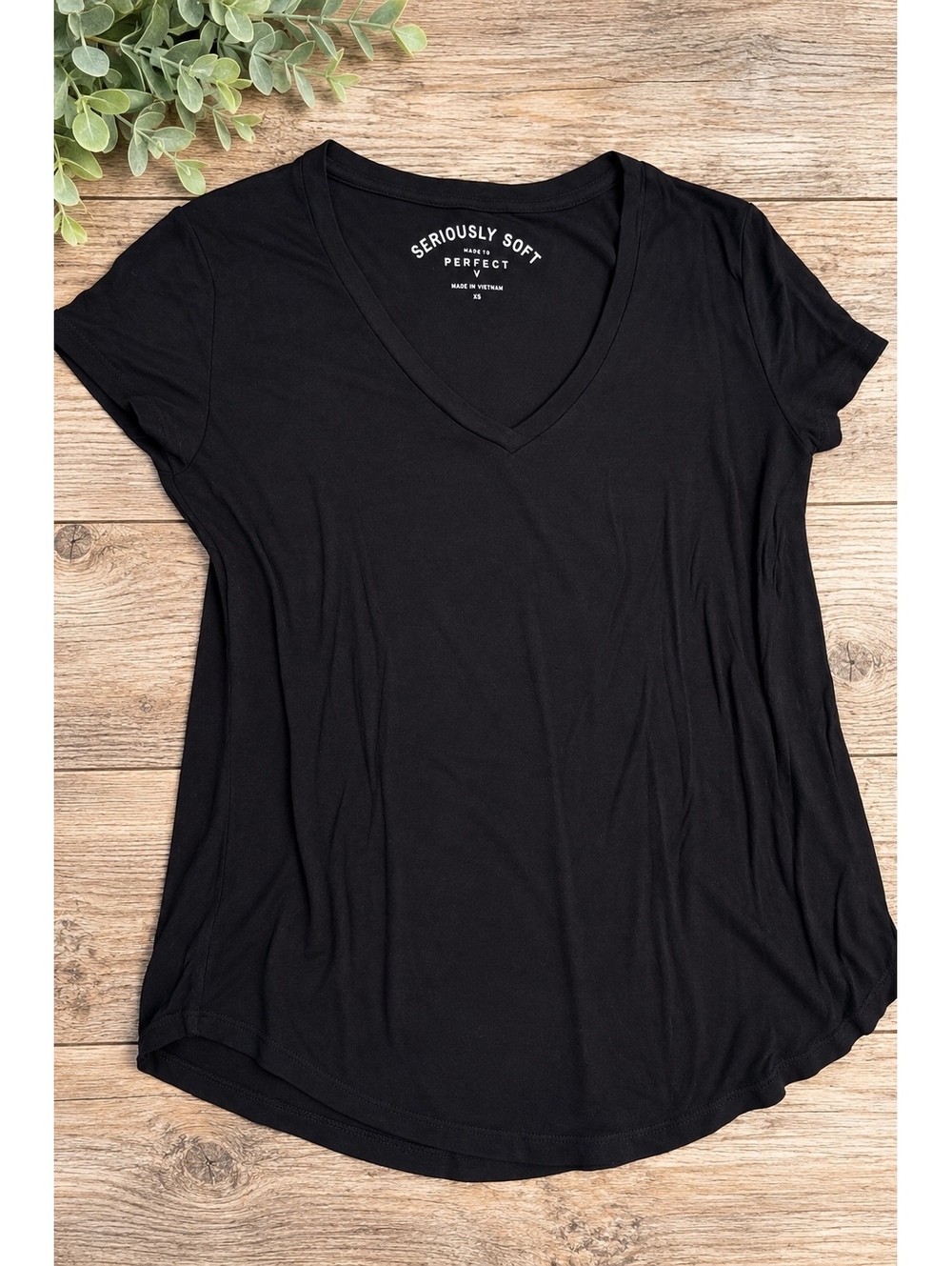 Perfect Seriously Soft Black V-Neck T-Shirt for Women